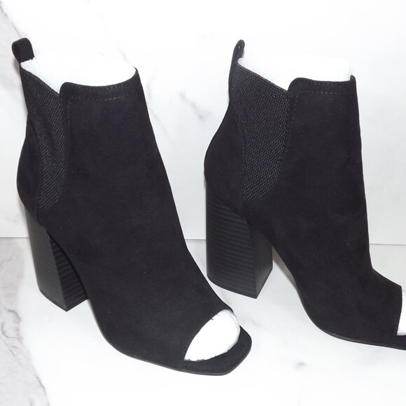 Qupid Chandler-56 Black Peep-Toe Block Heel Booties – NWOT - Picture 10 of 10